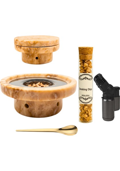 Bej Mermer Kokteyl Tütsüleme Seti(Çelik Süzgeç,tütsü Talaşı,pürmüz,gold Kaşık) fiyatları