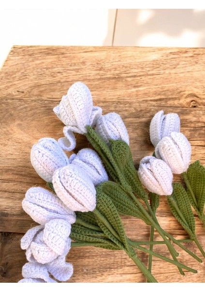 El Örgüsü Beyaz Lale ( 3 Adet + Ambalaj)