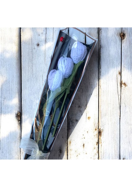 El Örgüsü Beyaz Lale ( 3 Adet + Ambalaj) fiyatları