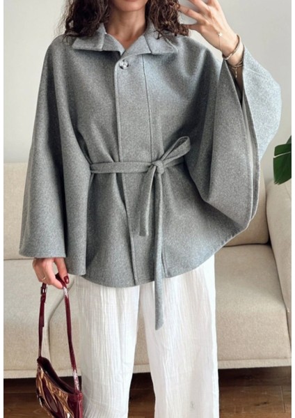 Kuşaklı Kaşe Kumaş Panço