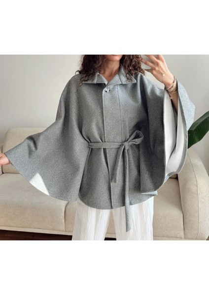 Kuşaklı Kaşe Kumaş Panço modelleri