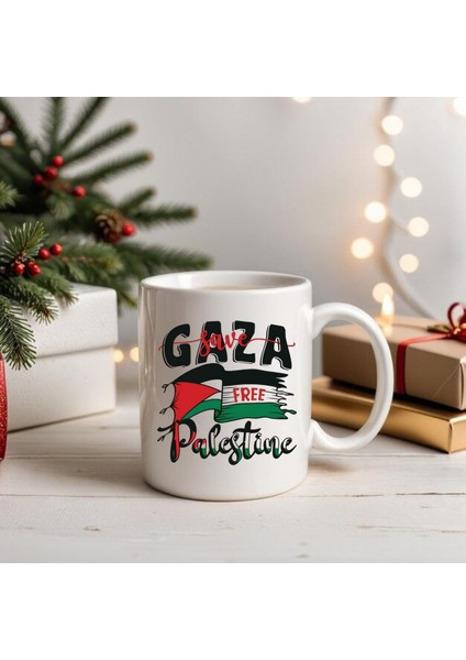 Free Palastine Kupa Bardak Özgür Filistin Temalı Kupa