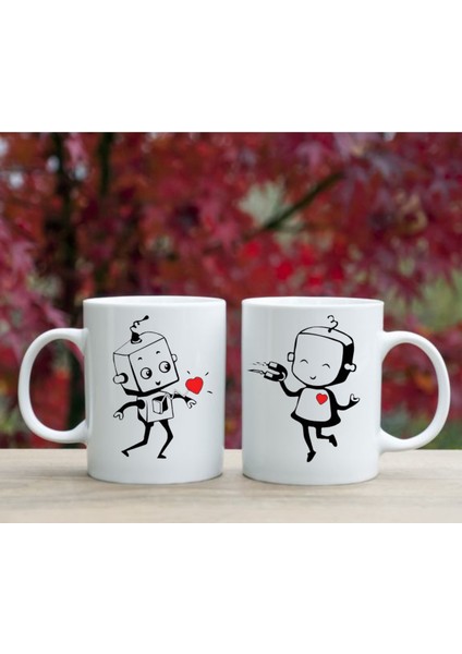 Sevgili Kupaları Çift Kupaları 2'li Set Tatlı Kupalar Beyaz Kupa Sevgiliye Hediye Bardak