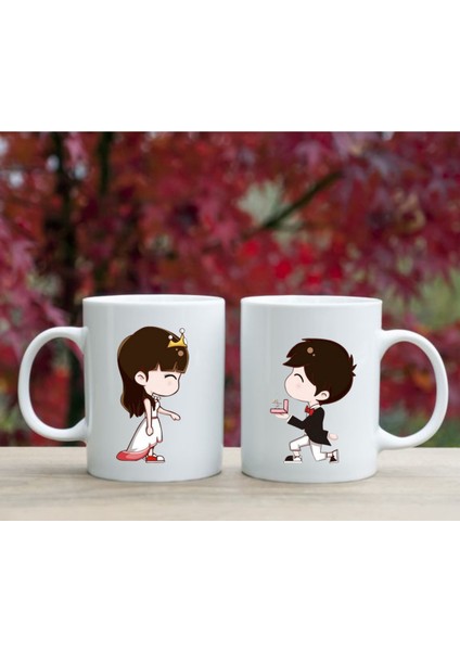 Prenses ve Prens Kupa Seti | Romantik Sevgili Kupası | Evlilik Teklifi Tasarımlı Hediyelik