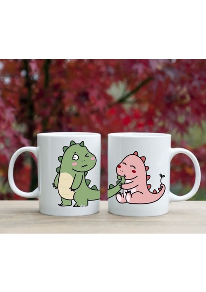 Sevgili Kupası Ikili Set | Karikatür Aşk Temalı Hediye Kupa Bardak | Sevgililer Günü Hediyesi