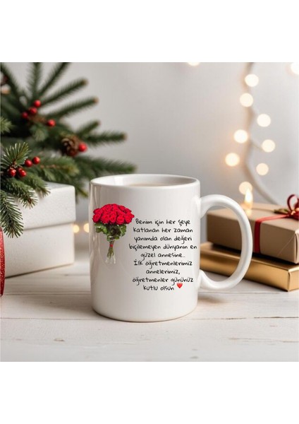 Annelere Öğretmenler Günü Hediyesi Anneye Hediye Kupa Bardak