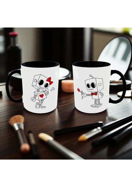 Sevgili Kupaları Çift Kupaları 2'li Set Tatlı Kupalar Siyah Kupa Sevgiliye Hediye fiyatları