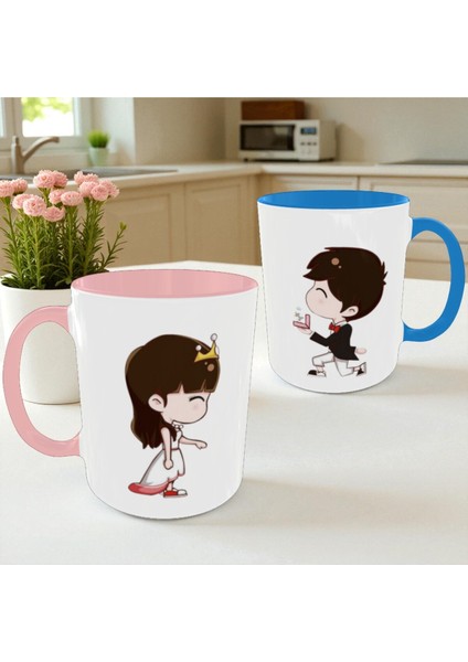 Prenses ve Prens Kupa Seti | Romantik Sevgili Kupası | Evlilik Teklifi Tasarımlı Hediyelik modelleri