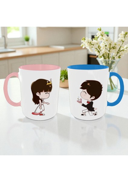 Prenses ve Prens Kupa Seti | Romantik Sevgili Kupası | Evlilik Teklifi Tasarımlı Hediyelik fırsatları