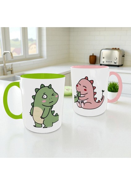 Dinozor Temalı Sevgili Kupası | Sevimli Karikatür Ikili Kupa | Romantik Hediyelik Bardak Seti fiyatları