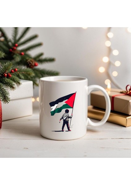 Free Palastine Kupa Bardak Özgür Filistin Temalı Kupa