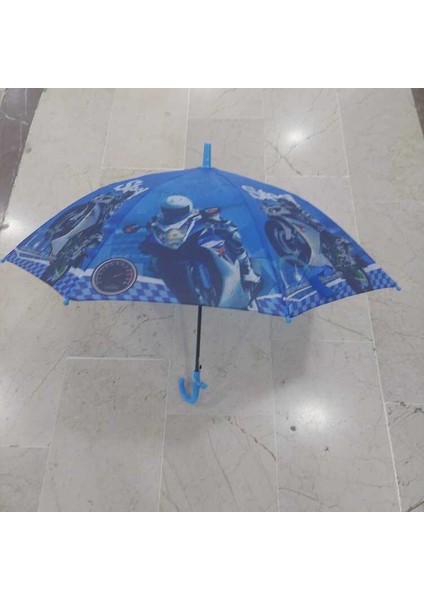 Pvc Koruma Kılıflı . Bardaklı Korumalı Erkek Çocuk Mavi Baskılı Şemsiye