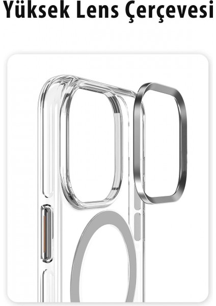 iPhone 15 Pro Max Kılıf Crystal Magsafe Kapak - Şeffaf fırsatları