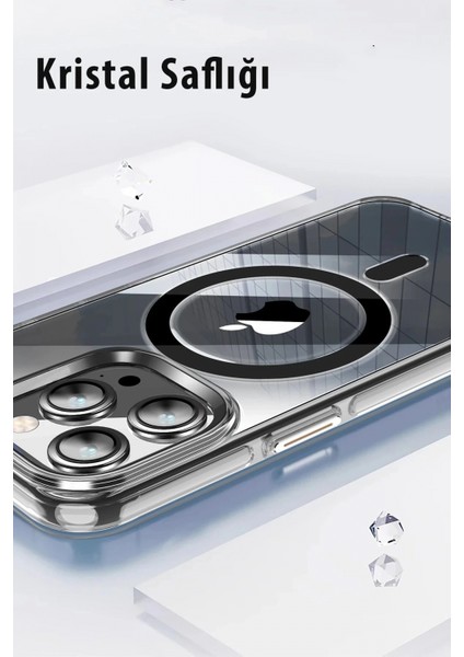 iPhone 15 Pro Max Kılıf Crystal Magsafe Kapak - Şeffaf indirimleri