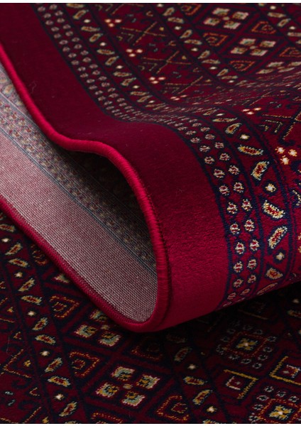 Sateen Afghan SFG03 Red Afgan Desenlerine Sahip Hav Vermez Yıkanabilir Kaymaz Tabanlı Makine Halısı fiyatları