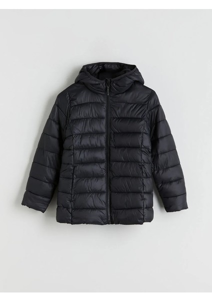 Lcw Eco Siyah Kapüşonlu Kız Çocuk Şişme Mont