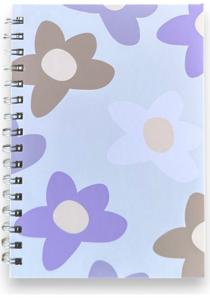 Isim Yazılabilir A5 Kareli Spiralli Defter | El Yapımı, 96 Yaprak, Ivory Kâğıt - Çiçekli modelleri