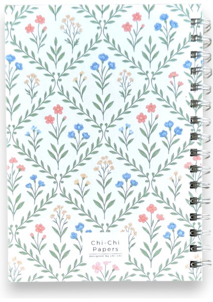 Isim Yazılabilir A5 Çizgili Spiralli Defter | El Yapımı, 96 Yaprak, Ivory Kâğıt - Minik Çiçekler fırsatları