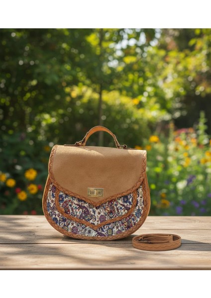 Otantik Mozaik Desen Kadife Kapak Kadın Çantası