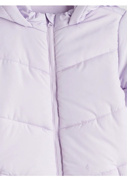Lcw Eco Lila Kapüşonlu Kız Çocuk Mont modelleri