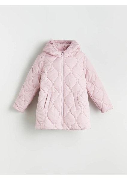 Lcw Eco Pembe Kapüşonlu Kapitone Desenli Kız Çocuk Mont