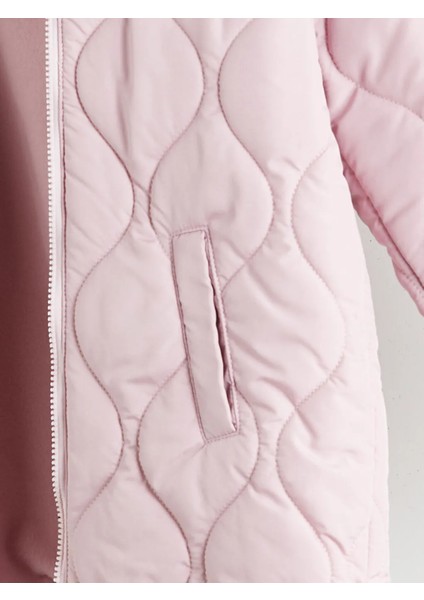 Lcw Eco Pembe Kapüşonlu Kapitone Desenli Kız Çocuk Mont modelleri