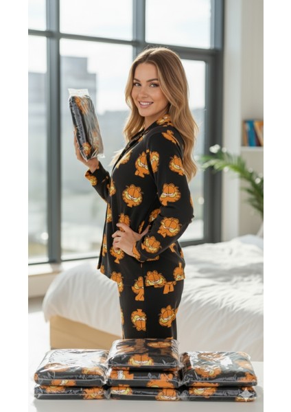 Garfield Desenli Kadın Pijama Takımı modelleri