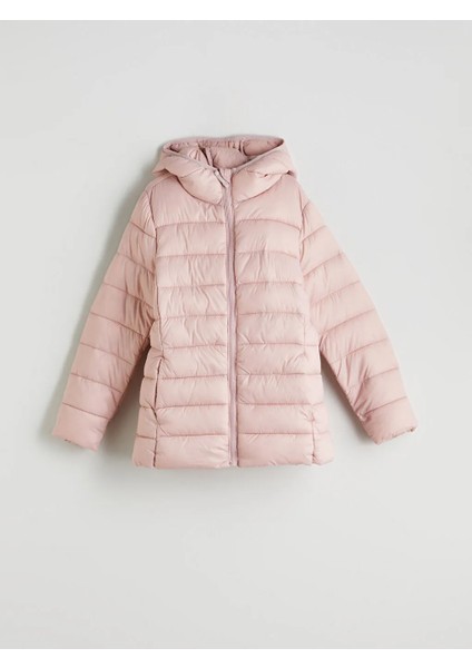 Lcw Eco Pembe Kapüşonlu Kız Çocuk Şişme Mont