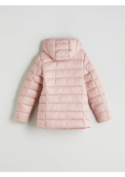 Lcw Eco Pembe Kapüşonlu Kız Çocuk Şişme Mont modelleri