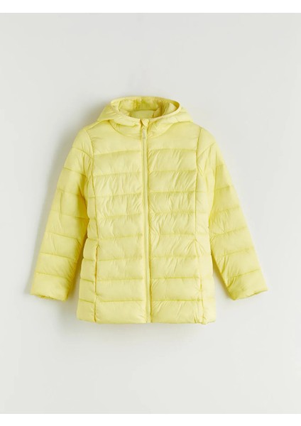 Lcw Eco Sarı Kapüşonlu Kız Çocuk Şişme Mont