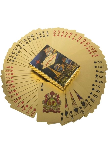 Lasvegas Gold Baskılı Pvc Oyun Kartı Su Geçirmez, Esnek, Çizilmez 54’lü Deste