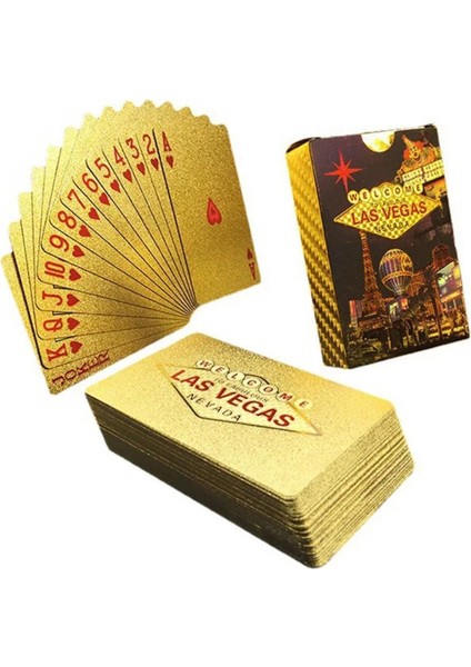 Lasvegas Gold Baskılı Pvc Oyun Kartı Su Geçirmez, Esnek, Çizilmez 54’lü Deste fırsatları