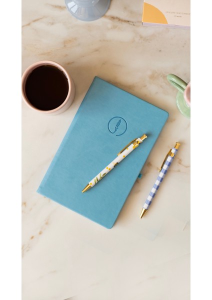 Isim Yazılabilir Çizgili Defter - Mavi, Suni Deri Kaplamalı Defter, Tarihsiz Ajanda, Anı Defteri