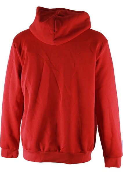 Kapüşonlu Tam Fermuarlı 3 Iplik Kırmızı Erkek Sweatshirt 5466-1 modelleri