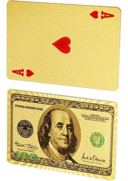 Gold Dolar Baskılı Pvc Oyun Kartı Su Geçirmez, Esnek, Çizilmez 54’lü Deste fiyatları