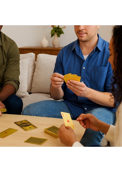 Gold Dolar Baskılı Pvc Oyun Kartı Su Geçirmez, Esnek, Çizilmez 54’lü Deste fırsatları