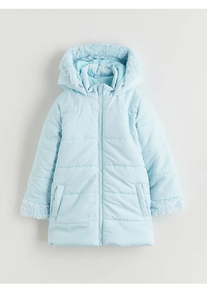 Lcw Eco Mavi Kapüşonlu Kız Çocuk Mont