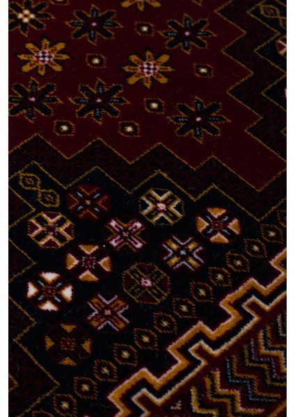 Sateen Afghan SFG01 Red Afgan Desenlerine Sahip Hav Vermez Yıkanabilir Kaymaz Tabanlı Makine Halısı fırsatları
