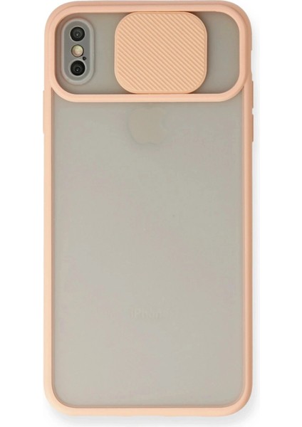 iPhone Xs Max Kılıf Palm Buzlu Kamera Sürgülü Silikon - Pembe