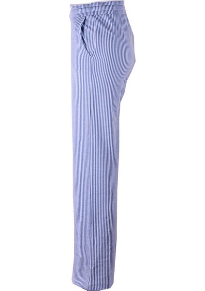 Çizgili Mavi Kadın Pantolon 2497