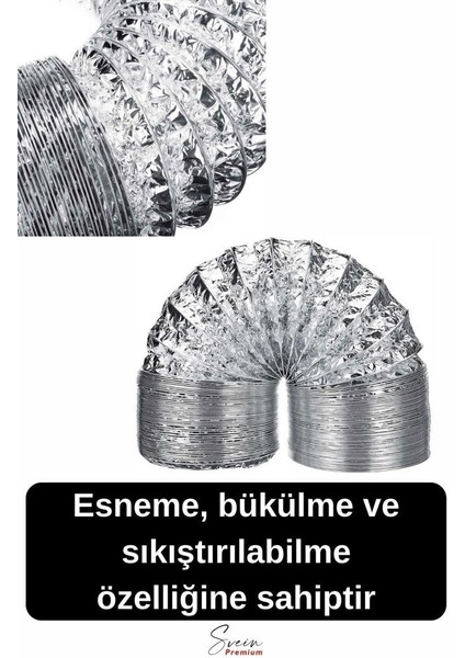 Alüminyum Kopmaz Yırtılmaz Ankastre Baca Aspiratör Davlumbaz Şofben Havalandırma Borusu 2 mt 127 mm modelleri