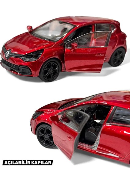 1:18 Ölçek Koleksiyonluk Metal Oyuncak Araba 12 cm - Renault Clio Spor Model Açılabilir Kapılı