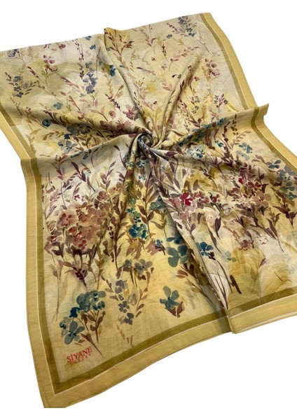 Hasat Sarısı Siyane Çiçek Cupra Viskon Şal fiyatları