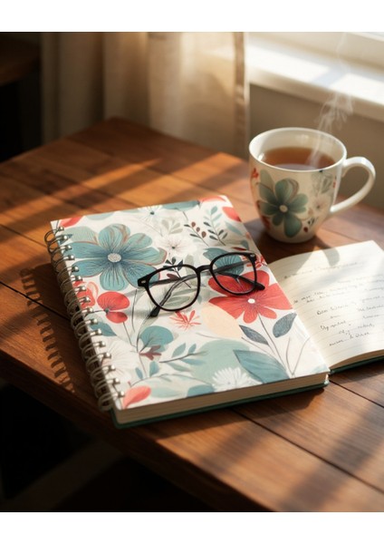 Isim Yazılabilir A5 Kareli Spiralli Defter | El Yapımı, 96 Yaprak, Ivory Kâğıt - Gelincik