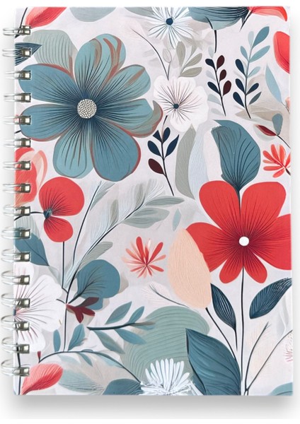 Isim Yazılabilir A5 Kareli Spiralli Defter | El Yapımı, 96 Yaprak, Ivory Kâğıt - Gelincik modelleri