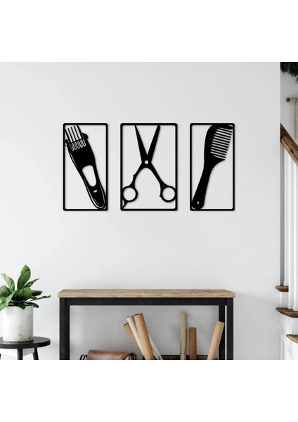 Berber Malzemeleri Işyeri Dekorasyon Tabloları 20X40 25X40 20X40 3 Parça