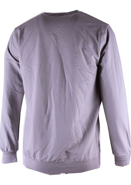 0 Yaka 2 Ip Gri Erkek Sweatshirt Trend Baskı modelleri