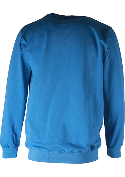 New York Baskı Mavi Erkek Sweatshirt 43236 modelleri