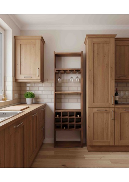 Ahşap Şaraplık Çok Amaçlı Dolap Masif Rustik fırsatları