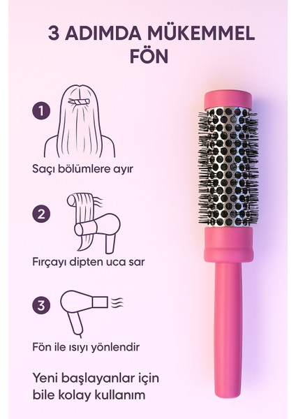 38 cm Profesyonel Fön Fırçası – Hızlı Kurutma, Kaymaz Sap fiyatları